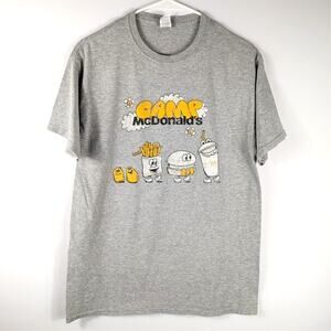 McDonalds Camp Graphic T Shirt Medium Fruit of the Loom Gray Fast Food Tee